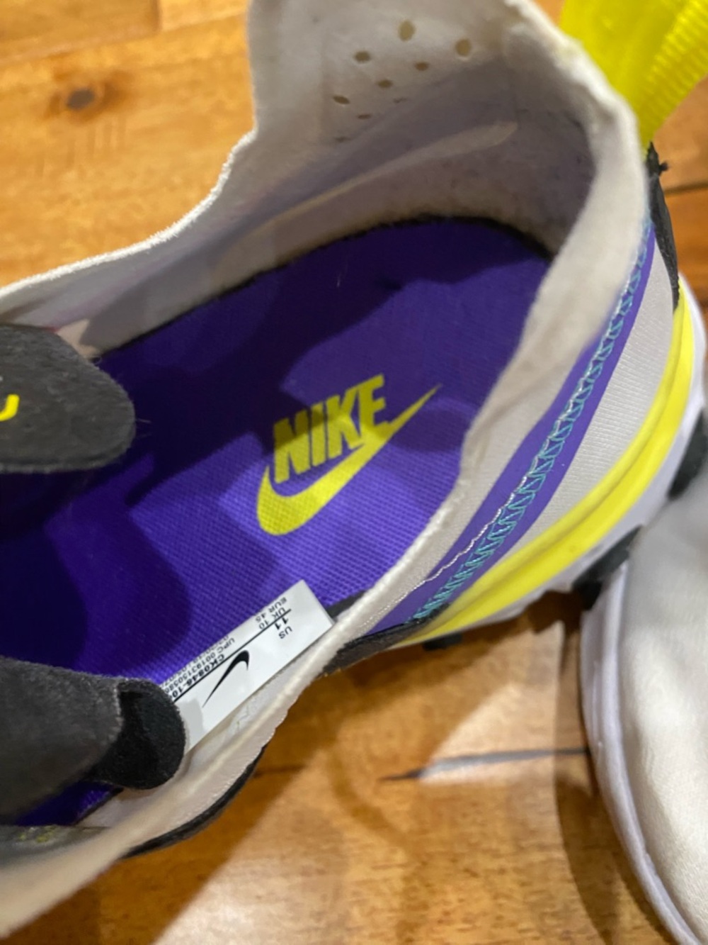 Nike White Sneakers with Purple, Pink and Yellow Highlights - Picture 6 of 7